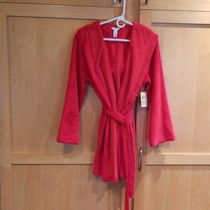 NWT Red Alfani Hoodie Short Robe